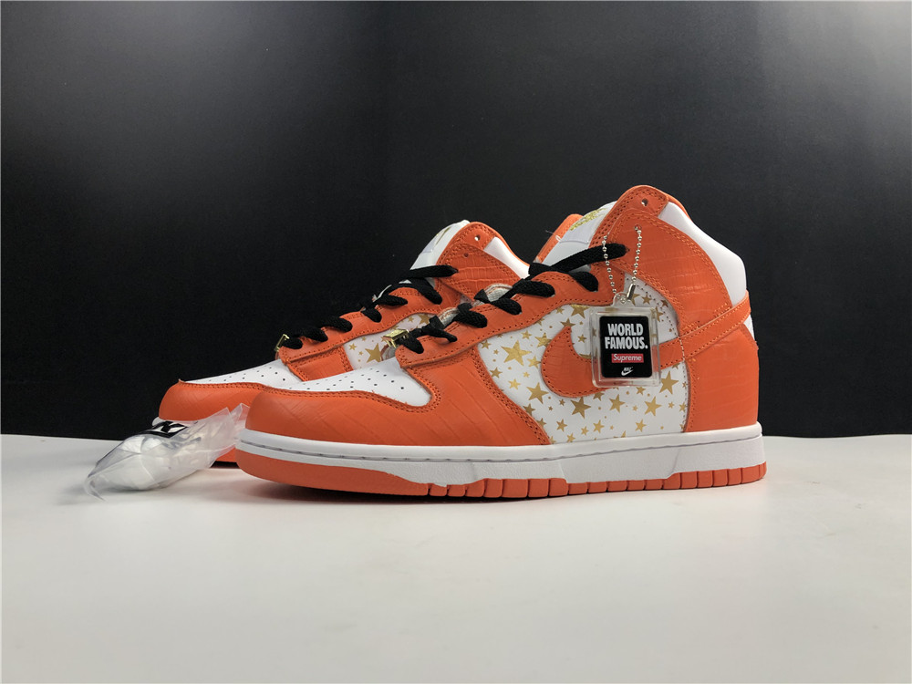 from Supreme x Nike SB Dunk HighβStars Orangeβ