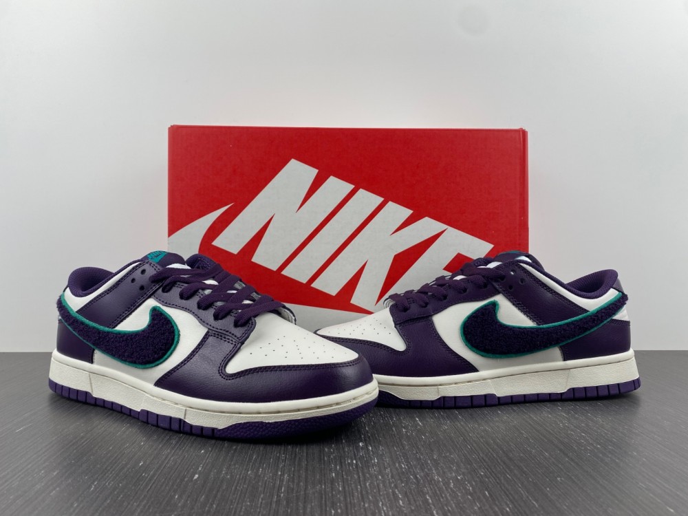 from SB Dunk Low Chenille Swoosh DQ7683-100