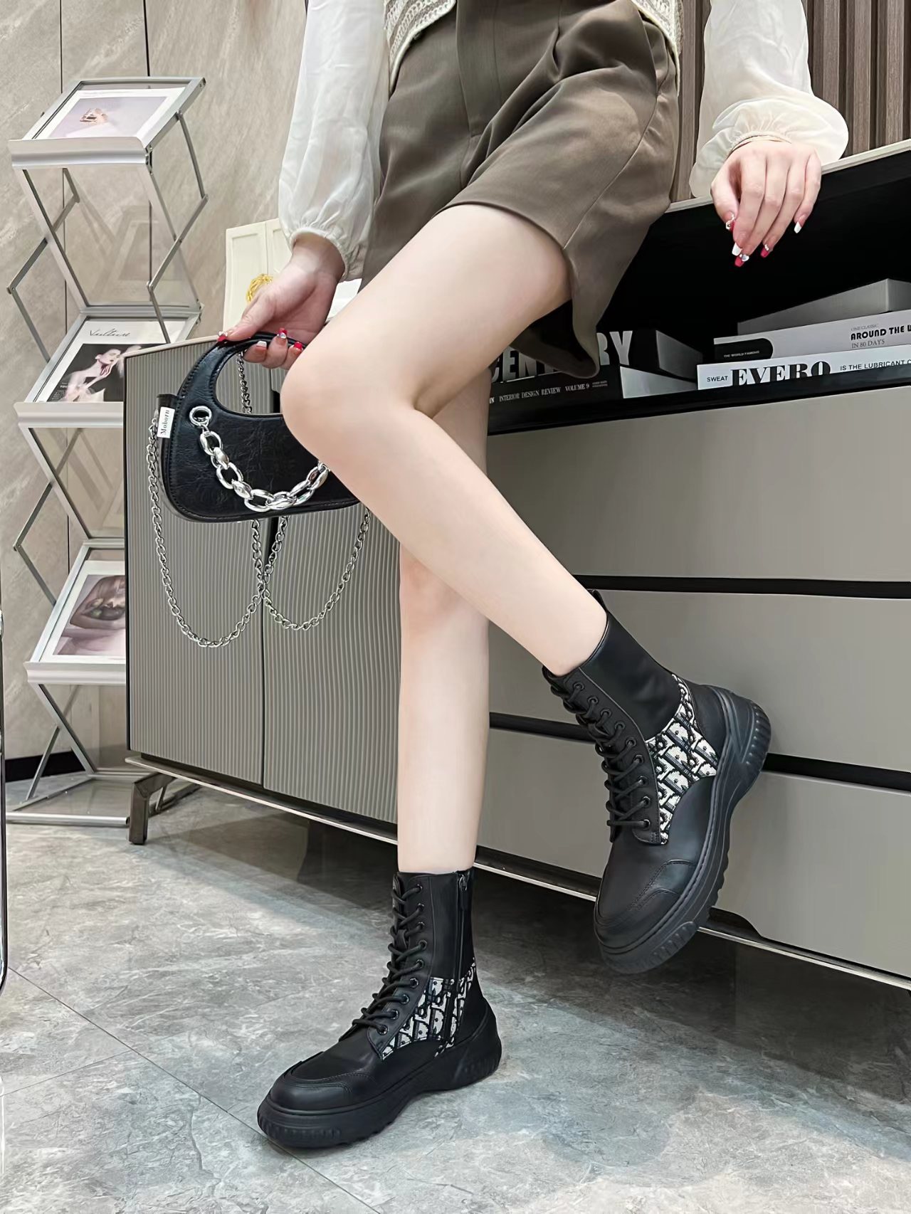 Women D*ior Top Boots Maikesneakers