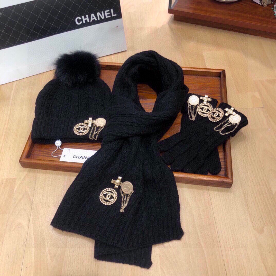 Women Hat+Gloves+The scarf