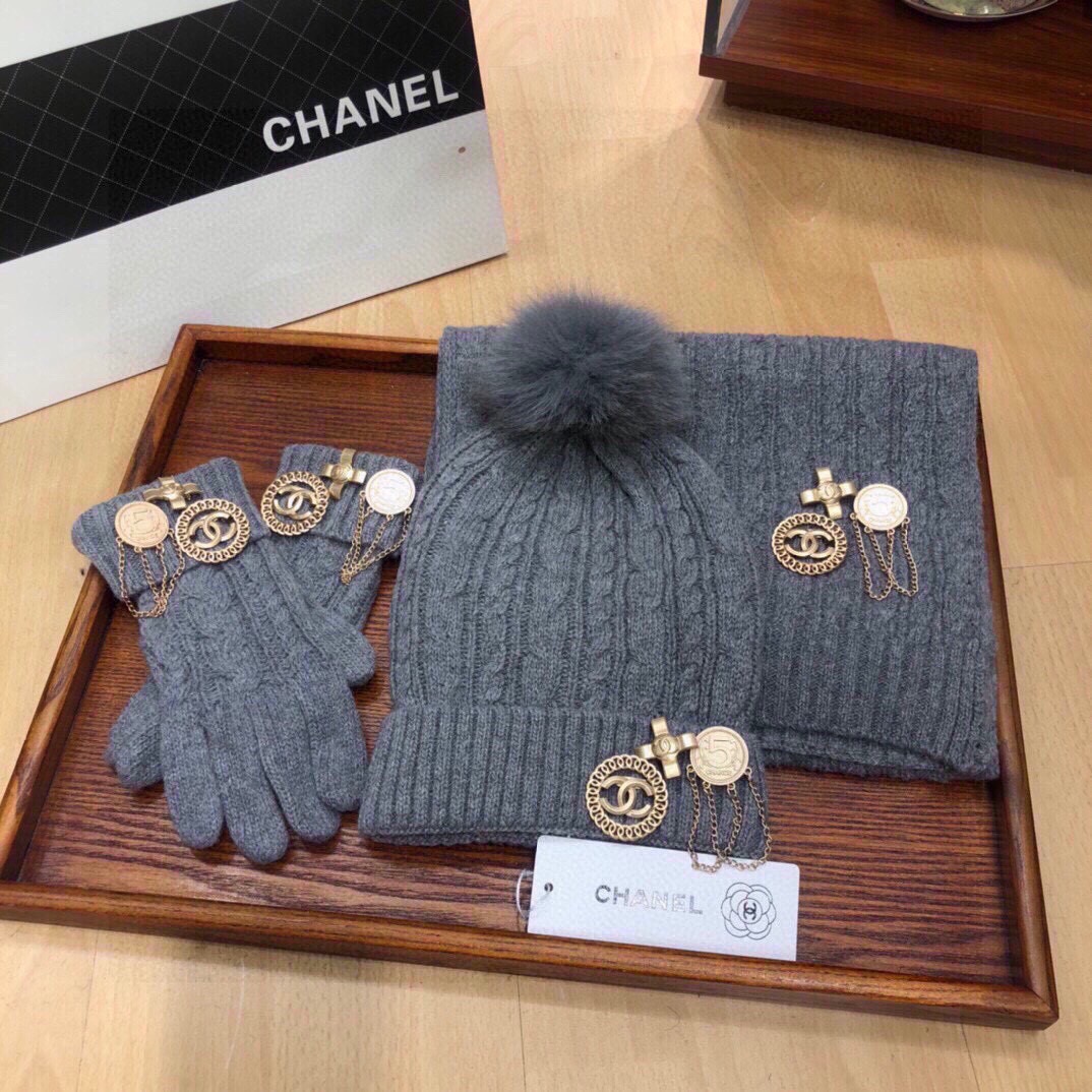 Women Hat+Gloves+The scarf